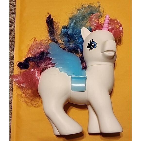 White Little Pony Moon Cloud Unicorn - 9” With Blue/Pink/Purple Hair - Picture 1 of 6